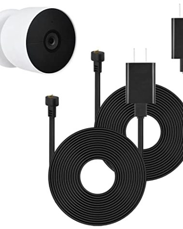 2Pack Power Cable Compatible with Google Nest Cam Outdoor or Indoor, Battery, 30Ft/9.1m Weatherproof Outdoor Cable Continuously Charging Your Nest Camera (Black)