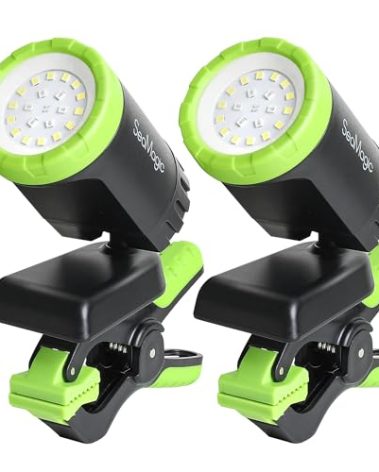 SEAMAGIC 2-Pack Rechargeable LED Work Lights, 360-Degree Adjustable Spotlights with Magnetic Base, Clamp Lights for Barbecue, Workshop, Construction Site, Car Repairing and Home Using