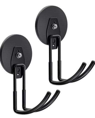 ENUODA Strong Magnetic Hooks Heavy Duty - Magnetic Tool Holder Large Magnet Garage Hooks for Hanging Power Tools, Ladder, Bike, Shovel, Hose, Extension Cord, 2 PCS
