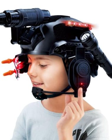 REGLORY Kids Tactical Multifunctional Helmet Set for Battle Game, Police Cosplay Kids Toy Helmet Paintball Airsoft (Black)