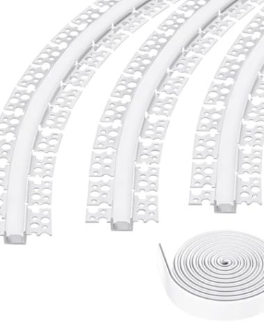 Spotless Plaster in Recessed Flexible Drywall LED Channel Fully Bendable LED Aluminum Profile Track for Custom LED Strip Lighting Solutions, 3.28ft x 3 Pcs (P5615 Inside width 12.5mm/0.5""), Silver