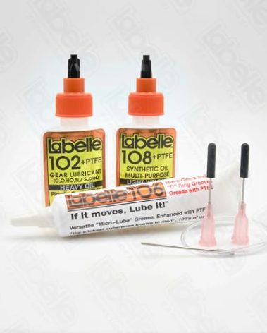 Labelle 1002 PTFE Lubricant 3-Pack – Oil, Grease & Gear Lube for N & Z Scale Trains, Slot Cars, RC Vehicles – Plastic-Safe, Precision Applicators, Made in USA