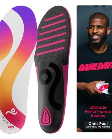 MOVE Game Day Pro- Ultimate Performance Sports Insoles for Basketball, Volleyball, Football, Tennis, Athletics, Baseball, Running, and Active Lifestyle. Extra Shock Absorption (M 9-9.5/WM 10.5-11)