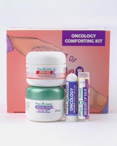 PhysAssist - Comfort kit for Chemo & Radio Patient The Gift of Love, Faith & Support. 2-1.5 oz face and body cream plus lip balm & inhaler