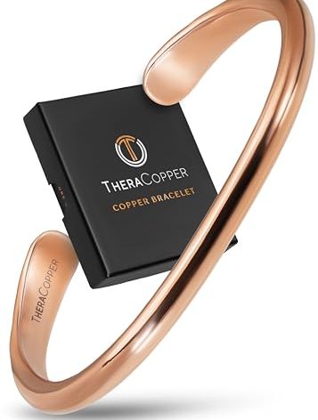 TheraCopper Copper Bracelet for Men & Women — 100% Pure Copper Bracelets — Raw, Solid & Uncoated Authentic Handmade Tibetan Bracelet Cuff Bangles (Barrel)