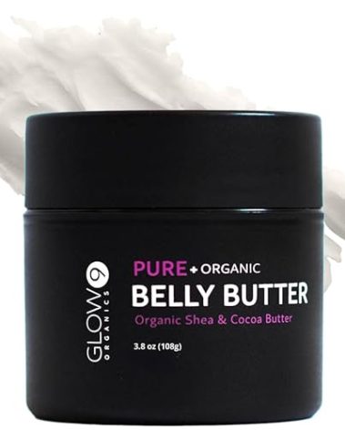 Glow Organics Belly Butter for Pregnancy, 100% Organic Stretch Mark Cream, Maternity Skincare for Itchy Skin & Scars, Safe Daily Ritual for Moms, 3.8oz