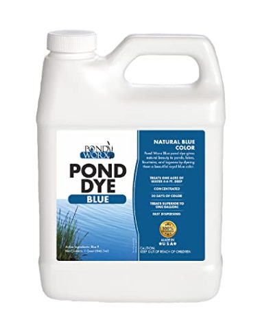 Pond Worx Blue Lake and Pond Dye - 4X Concentrated Liquid Pond Colorant - Treats up to 1 Acre - 1 Quart