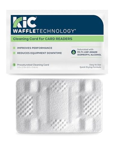 KICTeam - Waffletechnology® Cleaning Cards for Card Reader Payment Machines (40 Cards) - Presaturated with Quick Drying Solution - Made in USA