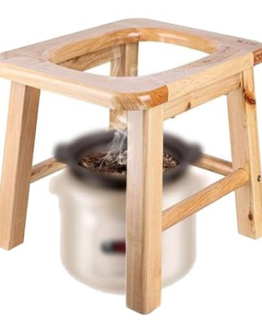 AMGBYMGB Wooden Steam Seat with Four Legs,Three-Dimensional Toilet,Yoni Steamer Chair,Bedside Commode Seat,Bathroom Anti-Skid Shower Stool,Steaming Chair V Steam at Hom Eattachment 15.7"H (No Steamer)