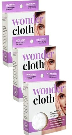 Wonder Cloth (Pack of 3) - All Natural Make-Up Remover Cloth, Removes Makeup Instantly with Just Water, Cleanses and Exfoliates, Machine Washable