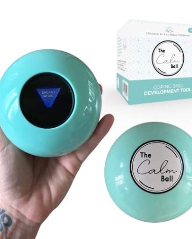The Calm Ball – Therapist-Designed Coping Skills Magic 8 Ball with 20 Calming Strategies & Guidebook – Emotional Regulation Tool & Mental Health Gift for Teens, Adults, Therapists & Classrooms