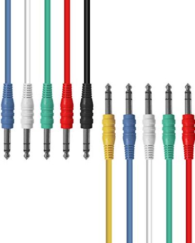 AxcessAbles 3ft 1/4" TRS to 1/4" TRS Multi-Color Balanced Stereo Patch Cables (6-Pack) | Speaker & Studio Patch Cables