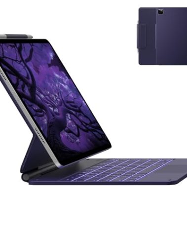 typecase Edge Keyboard Case for iPad Air 13-inch(M3/M2, 2025/2024) & iPad Pro 12.9"(6th/5th/4th/3rd Gen), Magic Keyboard with 11-Color Backlight, Multi-Touch Trackpad, Pencil Holder, Midnight Amethyst