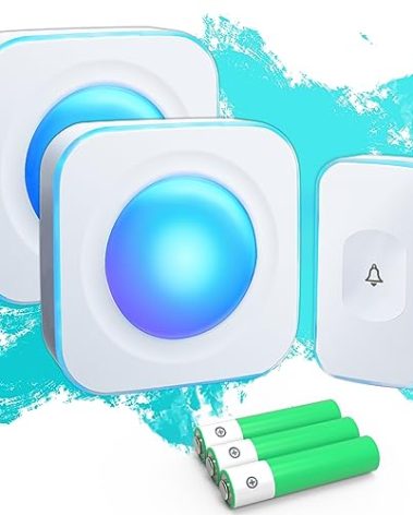 Wireless Doorbells for Home Battery Operated Doorbell at 1200 Feet with Flashing Light 36 Melodies 4 Volume Levels (2 Portable Receivers & 1 Touch Button White）JSIEEM