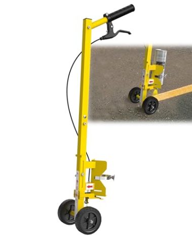 2395000 Striping Line Painting Wand, Industrial Two-Wheel Striping Spray Paint Wand for Line Paint Stripe Ground, Compatible with Inverted Striping Paint, Yellow(T-Tip Nozzle)