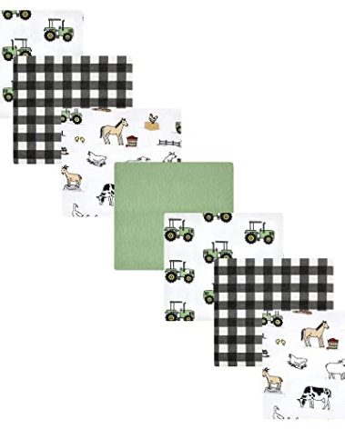 Hudson Baby Unisex Baby Cotton Flannel Receiving Blankets Bundle, Boy Farm, One Size