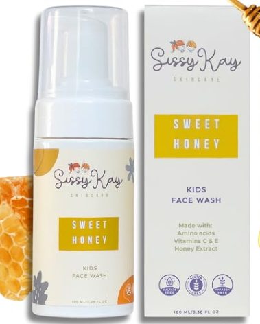 Sissy Kay Kids Foaming Face Wash for Boys, Girls - Natural Face Wash For Kids - Gentle Honey Cleanser With Vitamin C & Vitamin E -Tear Free For Sensitive Skin - Honey - 100 ml