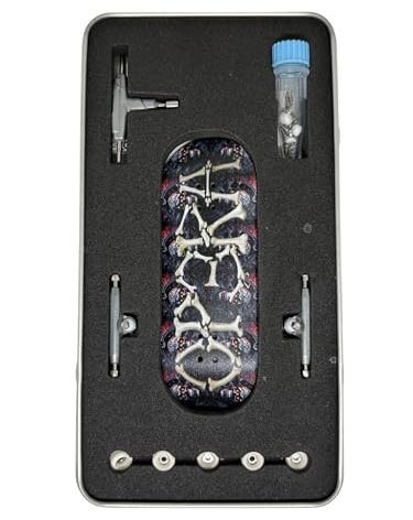 LEEFAI Pro Fingerboard Complete 34 * 96mm Maples Wood Deck,UV Printing Graphic 4.0 Trucks Regular kingpins & 5 Urethane Bearing Wheels-Op3ra V3-Bones Design