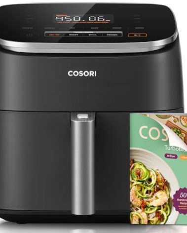 Cosori 9-in-1 TurboBlaze Air Fryer 6 Qt, Premium Ceramic Coating, 90°–450°F, Precise Heating for Even Results, Air Fry, Roast, Bake, Broil, Dry, Frozen, Proof, Reheat, Keep Warm, 120V