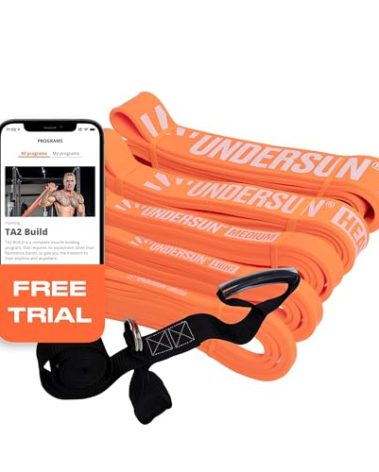 Undersun Resistance Bands for Working Out | 5-Level Heavy Resistance Bands, Door Anchor, Workout Program | Heavy Duty Fitness Resistance Bands | Orange