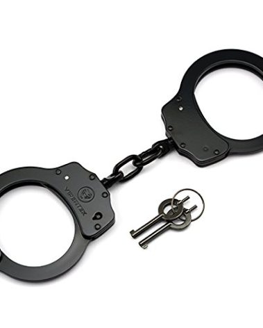 VIPERTEK Double Lock Steel Police Edition Professional Grade Handcuffs (Black)