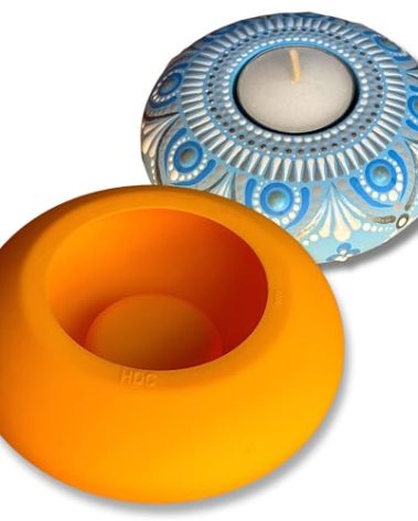 Tea Light Candle Holder Silicone Mold - by Happy Dotting Company - Round Shape - Tealight Candle Molds for Cement Casting - DIY & Creative Projects - Dotting and Mandala Art