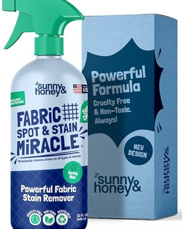 Sunny & Honey Upholstery Cleaner for Furniture - Carpet Stain Remover Spray - 32 Oz, Mint Scent - Pet & Baby Safe Fabric Cleaner