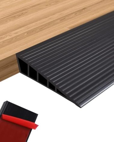 1" Rise Threshold Ramps for Doorways 40 in Floor Transition Strip Self-Adhesive Wheelchairs Ramps, Edge Door Threshold Reducer Transition Strips for Home Steps (Black, 2 PC)