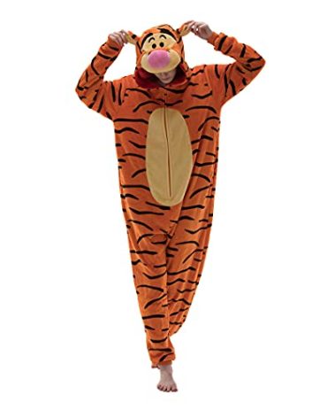 COSUSKET Snug Fit Unisex Adult Tigger Onesie Pajamas, Flannel Cosplay Animal One Piece Halloween Costume Sleepwear Homewear Orange