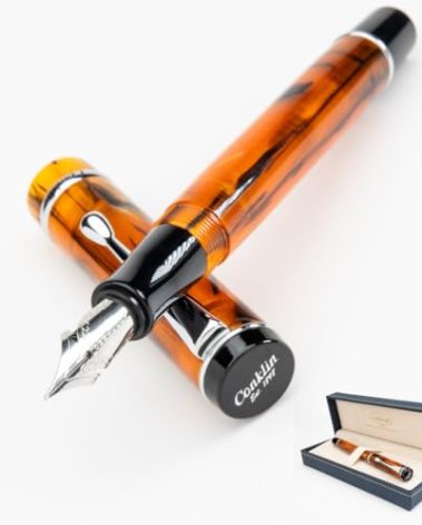 Conklin Duragraph Fountain Pen Amber - Stub Nib, Premium Writing Instrument for Calligraphy & Signatures