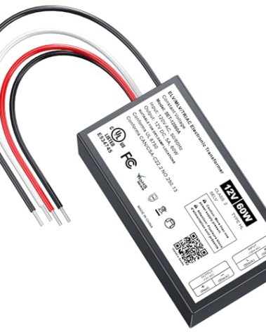 12V Dimmable LED Driver, 60W Triac ELV/MLV LED Transformer Compatible with Lutron&Leviton Switches, Dimmable Power Supply 60W 12V for Light Stirps, Smooth Flicker Free Dimming