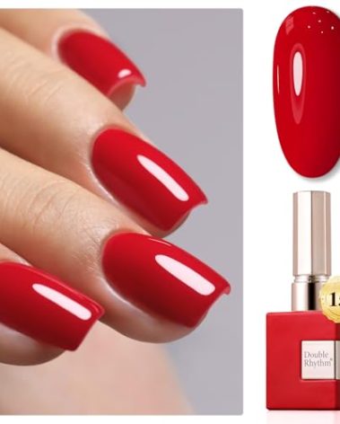 Double Rhythm 15ML Gel Nail Polish Pure Sheer Same Color Same Bottle Soak Off Gel Polish Art Manicure Salon DIY at Home for Women (Red-A1399)