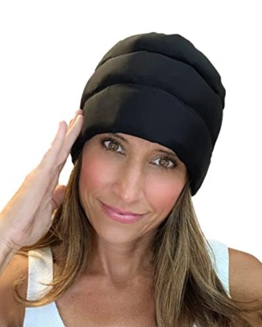 Headache Hat Halo - Migraine Relief Cap Long Lasting Cooling Ice Pack Mask - Cold Compress Head Wrap for Tension, Stress & Hangover Natural Cooling Therapy