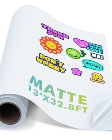 Koala Printable Vinyl Sticker Paper Roll for Inkjet Printers, 13 inch x 32.8 ft White Matte Sticker Paper, Water-Resistant and Durable Sticker Pritner Paper