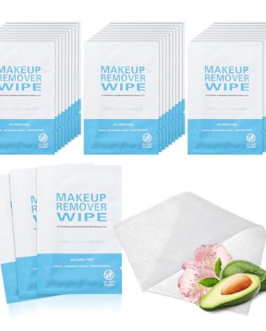 100 Pack Individual Makeup Remover Wipes, Individually Wrapped Face Cleansing Wipes, Travel Makeup Remover Cloth for Travel, Hotel Skin Care