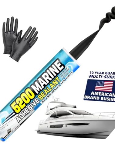 [Black] 5200 Marine Sealant for Boats & RVs-Fast-Cure (30 Mins), Waterproof, UV-Resistant, High-Bond Adhesive Sealant for Hulls, Decks,Fiberglass, Wood & Metal-Eco-Friendly, Low Odor Pond Sealant