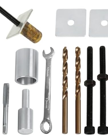 Pool Anchor Removal Tool Kit 12 Set, Pool Safety Cover Anchors Replacement Tools Kit, Swimming Pool Cover Brass Anchor Rethreading Removing and Reinstalling Tool