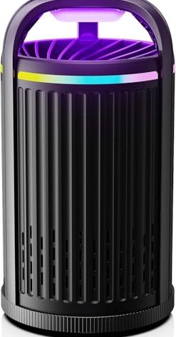 Fly Trap Indoor, 3-in-1 Fruit Fly Trap, Gnat Killer Indoor, Moth Traps - Bug Zapper Indoor with Temperature & Humidity Sensor, Catch Insects Indoors with Suction, Bug Light &10pcs Sticky Glue (Black)