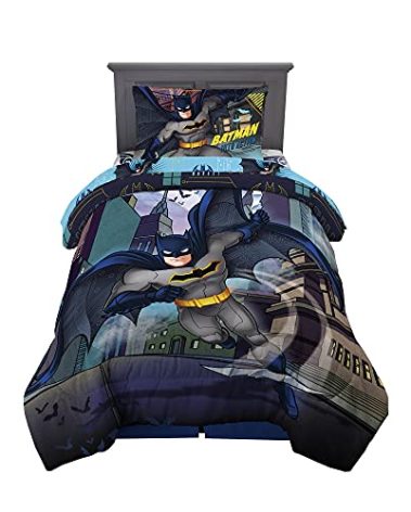 Franco Kids Bedding Super Soft Comforter and Sheet Set, 4 Piece Twin Size, Batman