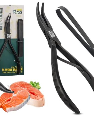 Fish Bone Pliers/Tweezers – Ergonomic Non-Slip Grip, Food-Grade Stainless Steel Deboner | Pin Bone Remover for Salmon, Trout & All Fish
