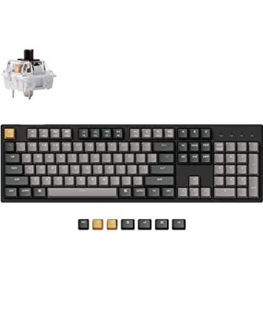 Keychron C2 Pro Wired Custom Mechanical Keyboard Full Size Layout QMK/VIA Programmable Macro White Backlit with Keychron K Pro Brown Switch OEM Profile Double-Shot PBT Keycaps for Mac Windows Linux