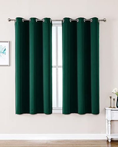 ChrisDowa Grommet Blackout Curtains for Bedroom and Living Room - 2 Panels Set Thermal Insulated Room Darkening Curtains (Forest Green, 42W x 63L)