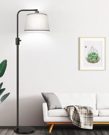 【Upgraded】 Dimmable Floor Lamp, 1000 Lumens LED Edison Bulb Included, Arc Floor Lamps for Living Room Modern Standing Lamp with Gray Shade, Tall Lamps for Living Room Bedroom Office Dining Room