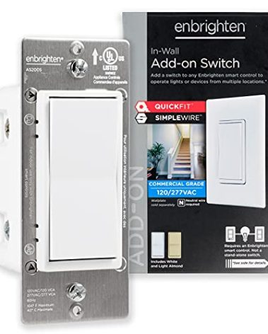 Enbrighten Add-On Switch QuickFit and SimpleWire, In-Wall Rocker Paddle, Z-Wave ZigBee Wireless Smart Lighting Controls, NOT A STANDALONE Switch, 46199 , White and Light Almond