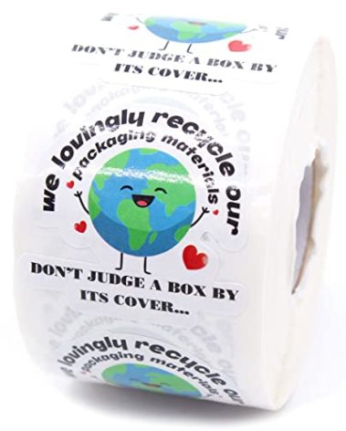 We Lovingly Recycle Our Packing Recycling Sticker for Reused Box Mail Envelopes Shipping Business Package Packaging 500 PCS