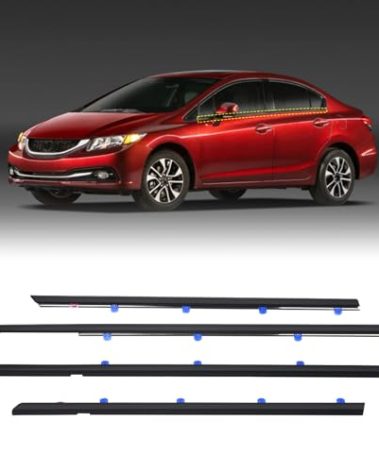 ZONFANT 4 Pcs Car Outer Door Window Moulding Trim Weatherstrip Seal Belt Compatible with Honda Vehicle 2012-2015 Civic, Replace#72450-TR0-A01 72410-TR0-A01 72950-TR0-A01 72910-TR0-A01