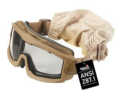 Lancer Tactical AERO Airsoft Tactical Safety Goggles -3mm Dual Pane Lens, Anti-Fog Glasses for Hunting and Cycling-One Len (TAN)