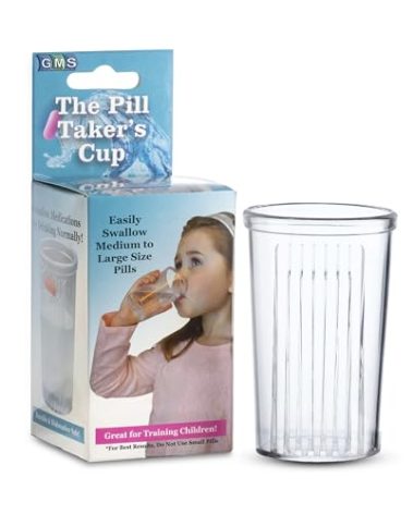 GMS Group Medical Supply, LLC Pill Taker Cup - Makes Swallowing Medium to Large Tablets & Pills Easy - Simply Drink Medicines Along with Water - Small Sized Cup Ideal for Kids, Adults & Seniors