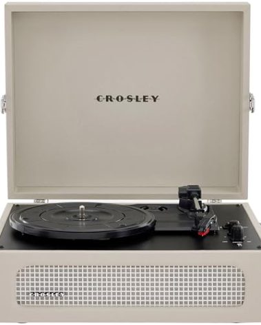 Crosley CR8017B-DU Voyager Vintage Portable Vinyl Record Player Turntable with Bluetooth in/Out and Built-in Speakers, Dune