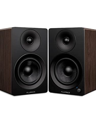 Fluance Ai61 Powered 2-Way 2.0 Stereo Bookshelf Speakers with 6.5" Drivers, 120W Amplifier for Turntable, TV, PC and Bluetooth 5 Wireless Music Streaming - RCA, Optical, USB & Sub Out (Natural Walnut)